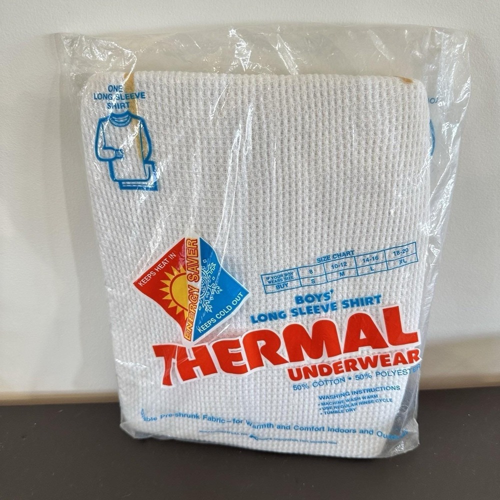 VTG NOS Kmart Thermal Underwear SHIRT Boys‎ XL 18 WAFFLE KNIT 100% Cotton 80s